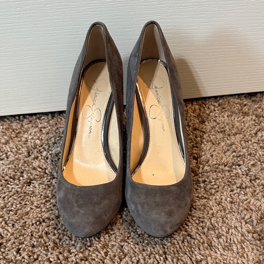 Gray Suede Women's chunky heel